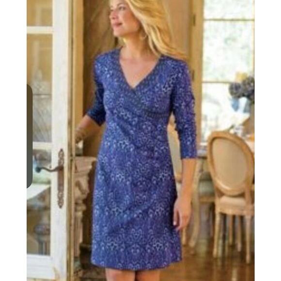 Soft Surroundings Dresses & Skirts - Soft Surroundings Faux Purple Animal Print Wrap Midi Dress